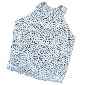 Abercrombie Kids White & Blue Floral Sleeveless Cotton Summer Top Size 5/6